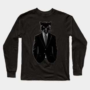 Panther in Black Suit Long Sleeve T-Shirt